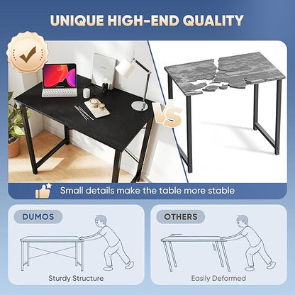 DUMOS 32 Inch Small Computer Desk for Home Office, Gaming Writing Desks for Bedroom Modern Study Work Table Simple Style Workstation with Reinforcement Structure, Black