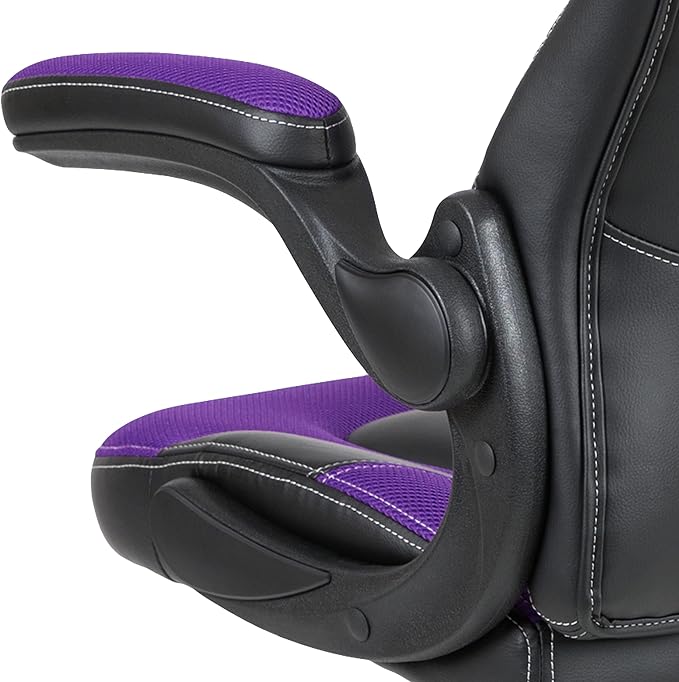 Flash Furniture X10 Gaming Chair Racing Office Ergonomic Computer PC Adjustable Swivel Chair with Flip-up Arms, Purple/Black LeatherSoft