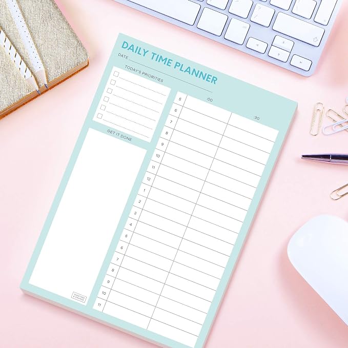 Sweetzer & Orange Time Block Planner. Undated Organizer To Do List Notepad. 7x10” Day Scheduler Productivity Task Pad. Checklist Diary, Work Journal, Appointment Pad, Daily To Do List Daybook