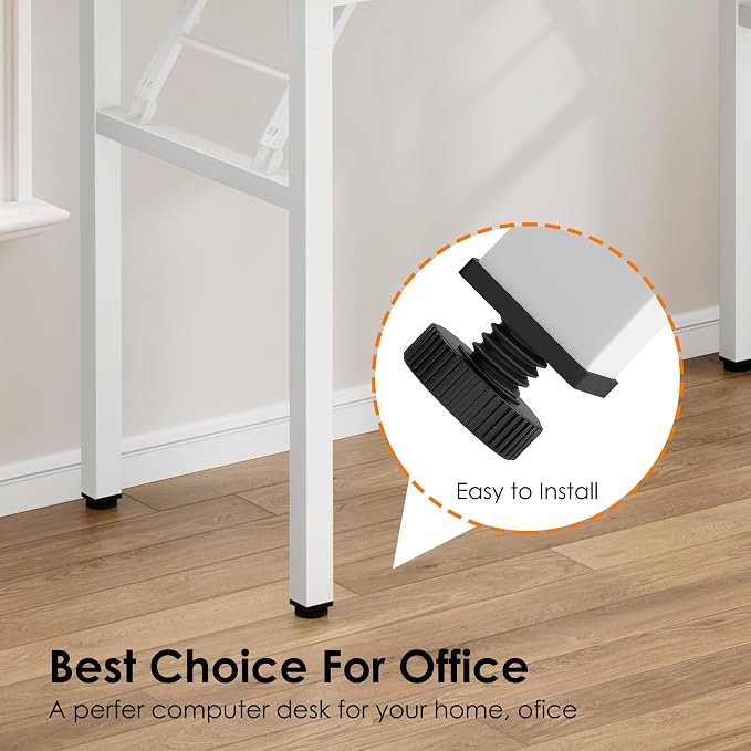 Need Office Computer Desk -35.8 L Sturdy and Heavy Duty Folding Laptop Table,Writing Table/Home Office Desk/Sewing Table, No Assembly Required, Teak & White Frame