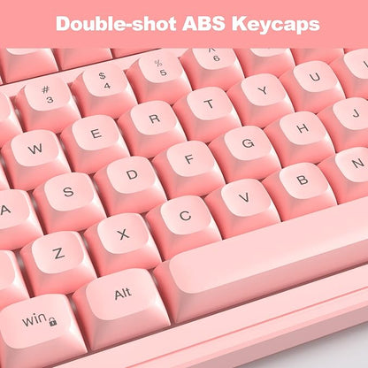 Pink Creamy Keyboard and Mouse Combo,MageGee GK980 Wired RGB Backlit Keyboard and Pink Gaming Mouse Combo,PC Keyboard and Adjustable Sensitivity Mouse for PC/loptop/MAC