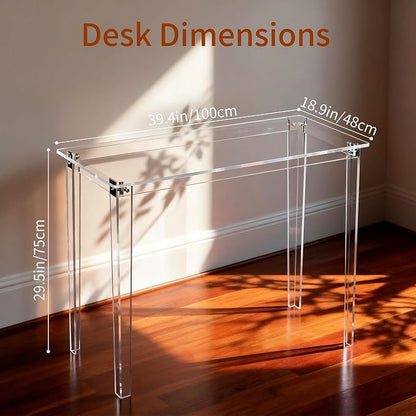 Acrylic Desk, Clear Modern Writing Table for Home Office (Clear, Nomal)