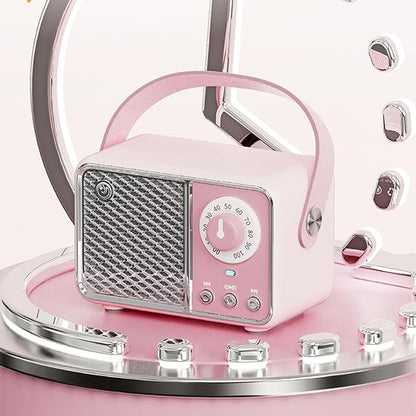 Dosmix Kawaii Room Decor, Retro Bluetooth Speaker,Wireless Bluetooth Speakers, Pink Cute Old Fashion Style for Kitchen Desk Bedroom Office Party Outdoor Vintage Accessories (Tender Pink)