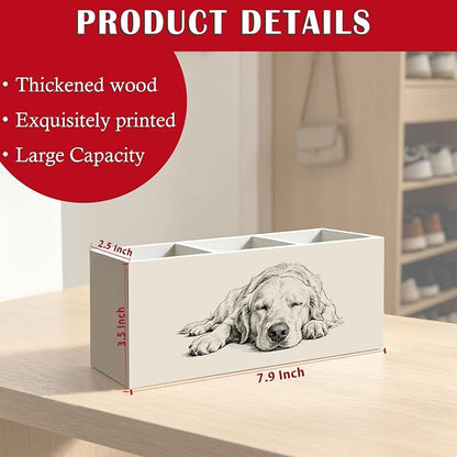 Golden Retriever Dog Pen Pencil Holder Organizer for Desk, Gifts for Golden Retriever Lovers, Dog Lovers Mom Dad Gifts Wood Signs Makeup Brush Toothbrush Holder for Bathroom Vanity
