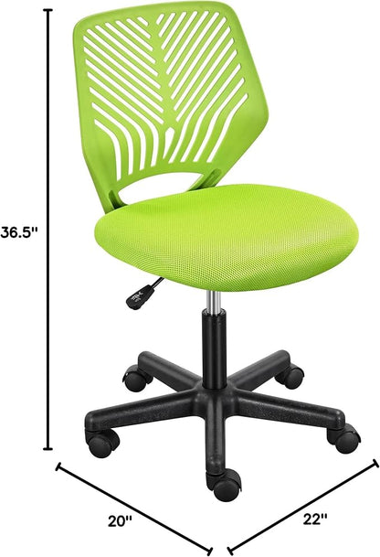 Topeakmart Office Desk Chair Armless Swivel Computer Chair Low-Back Task Chair with Lumbar Support & Height Adjustable Study Chair, Green