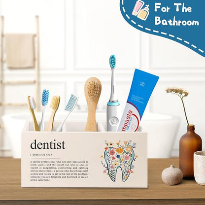Dental Hygienist Assistant Gifts Tooth Pen Pencil Holder for Women，Doctor Medical Student Graduation Gifts Wooden Organizer for Home Office Desk Table Shelf Decor
