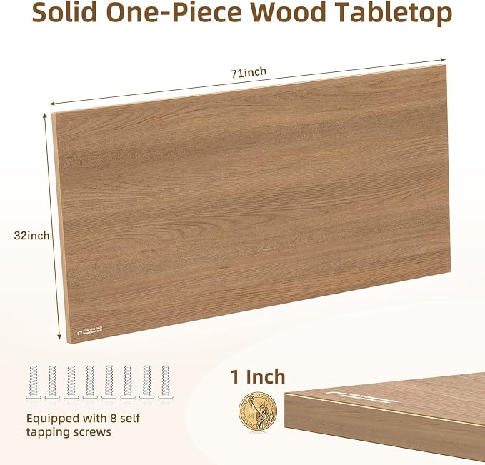 Universal Solid One-Piece Wood Table Top, 71"x32"x1" Workbench Top - Rectangular Particle Board for Standing Desk, Home Office Desk Countertop DlY, Washer Dryer, Coffee, Bar Tabletop
