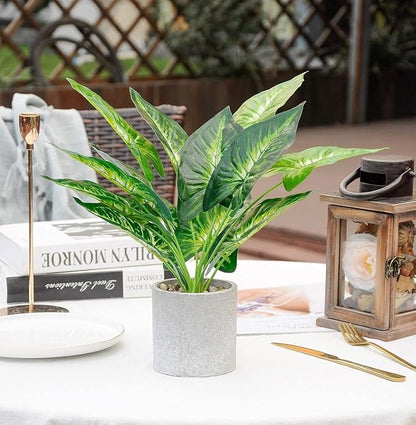 2pcs Fake Plants Medium Artificial Tropical Plants Indoor for Home Bathroom Bedroom Kitchen Office Desk Decor