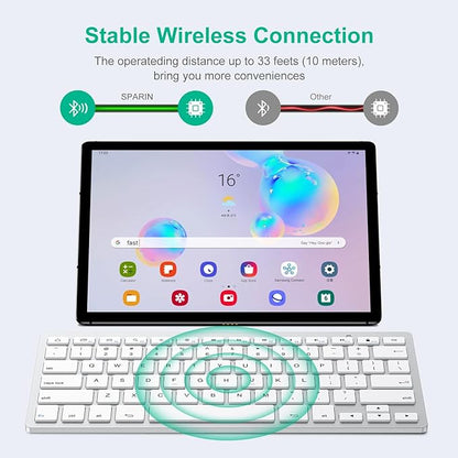 SPARIN Bluetooth Keyboard for Samsung Galaxy Tab A11 Plus/A9 Plus/S11/S10 FE/S10+/S6 Lite, Wireless Keyboard for Android, Windows,Samsung Tablet, PC, Phone-Ergonomic, Lightweight, Ultra-Slim-Grey