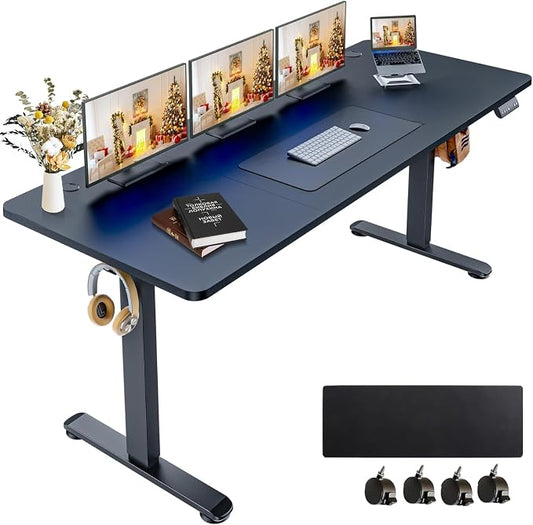 Electric Standing Desk 70 x 27 Inches Adjustable Height Sit Stand Up Desk for Home Office Computer Desk Memory Preset with Wheels, Black