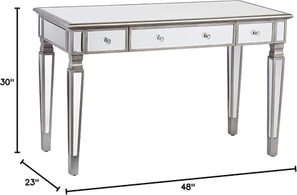 SEI Furniture Wedlyn Mirrored Writing Desk, Silver