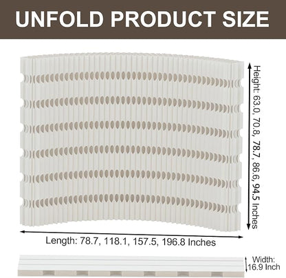 Foldable Accordion Room Divider, Wave-Shaped Freestanding Privacy Screen, Portable Paper Partition Wall, No Drilling Temporary Room Separator for Modern Home Office, Studio, Apartment, White