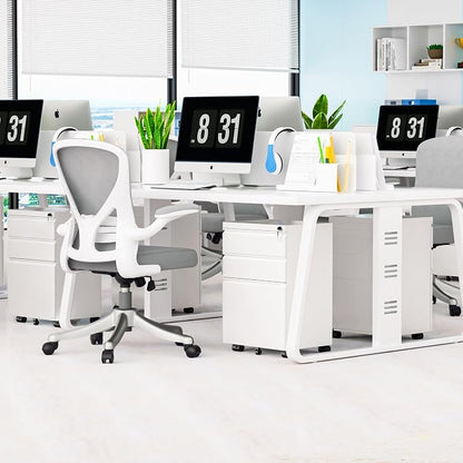 Bonusall 【Fully Assembled 3 Drawer White File Cabinet, Fully Assembled Metal Rolling Filing Cabinet with Lock, Under Desk Drawer Filing Cabinets for Home Office Fit A4/Letter/Legal
