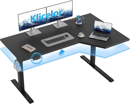 Klicelor L Shaped Standing Desk 55 x 31.5 Inch, Electric Height Adjustable Corner Desk for Home Office Workstation, Ergonomic Sit Stand Computer Table with Memory Controller, Black