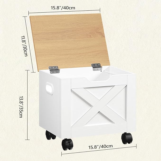 MAHANCRIS Rolling Filing Cabinet, Small File Cabinet Under Desk with Single Drawer, Hanging File Organizer for A4/Letter-Size Documents, Organizer Box, for Home Office, White and Natural FCBN4001