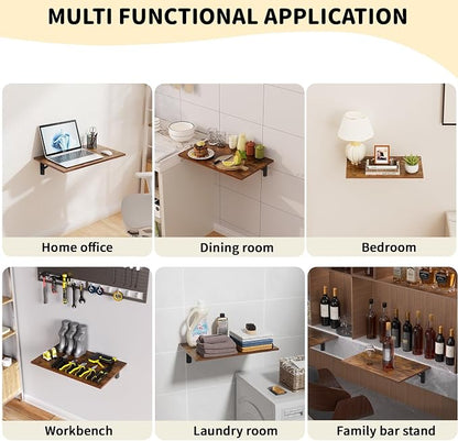 GOYLSER Wall Mounted Folding Table Floating Desk for Small Spaces, Fold Down Laundry Wall Table with Brackets