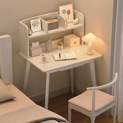 IOTXY Small Writing Desk with Hutch - 31.5" Work Computer Study Table with Drawer for Home and Office, White