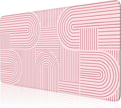 iCasso Pink Desk Matt for Desktop, Cute Desk Pad Mat, Large Mouse Pad, Anti-Slip Big Mousepad with Stitched Edges, Keyboard Pad for Computer(Pink)