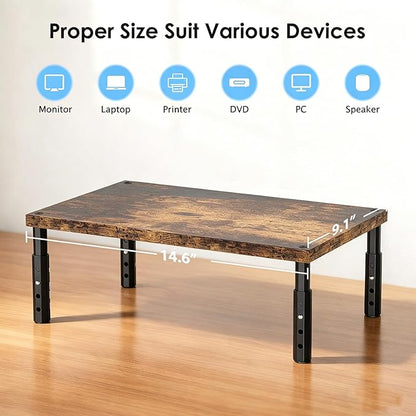 OPNICE Adjustable Monitor Stand Riser for Desk, Computer & Laptop Stand, Desk Organizers and Accessories, Office Desk Accessories & Workspace Organizer for Home Office, Brown Wood