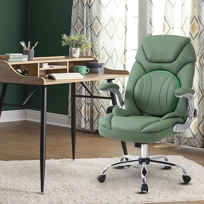 400lbs Green Office Chair Big Tall Comfortable Desk Chair with Back Support Arms, Wide Seat Cute Criss Cross Home Office Desk Chairs for Women