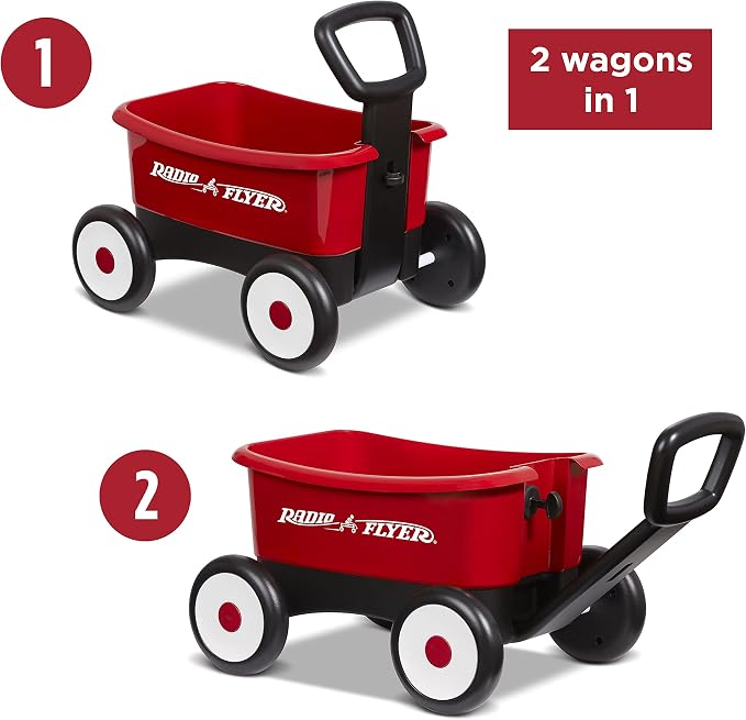 Radio Flyer Push & Pull Walker Wagon, Red, for Kids 1-4 Years Old, Locking Handle for Stability, Baby Push Walker Converts to Pull Wagon, for Indoor & Outdoor Play