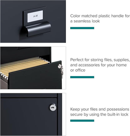 Office Dimensions 18" Deep 2 Drawer Premier Height File Cabinet, Black