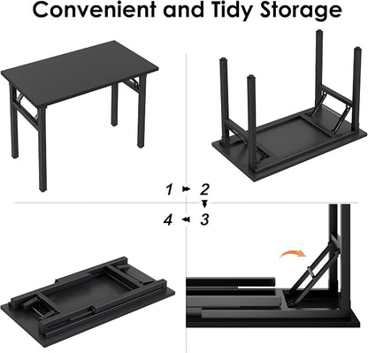 Need Office Computer Desk -35.8 L Sturdy and Heavy Duty Folding Laptop Table,Writing Table/Home Office Desk/Sewing Table, No Assembly Required, White & White Frame