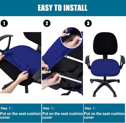 Smiry Stretch Jacquard Office Computer Chair Seat Covers, Removable Washable Anti-dust Desk Chair Seat Cushion Protectors - Royal Blue