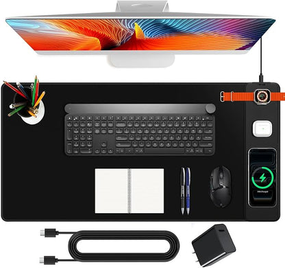 Mouse Pad with Magnetic Wireless Charging, Large Desk Mat, Non-Slip Mouse Mat, Keyboard Pad for Gaming, Desk, Office, PC