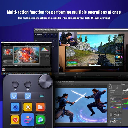 Streaming Deck for Live Streamers,Game Commands Keyboard for Gamers,Macro pad for Content Creators,Soundboard Keypad for OBS and YouTube,ThreeModes(ShortcutKeys,Calculator,Numeric Keypad)