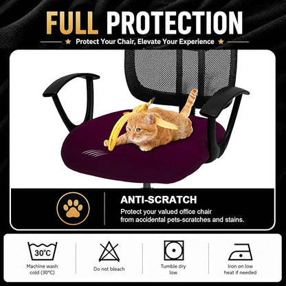 DIVA EN CAMINO DEC Stretchable Desk Office Chair Seat Cushion Covers - Universal Spandex Computer Chair Slipcover - Removable Washable Cushion Protectors for Dogs, Cats, Pets (Plum)
