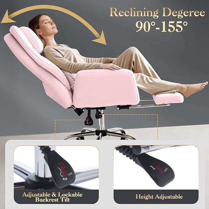 High Back Executive Office Chair with Footrest, Criss Cross Desk Chair | PU Leather, 155° Reclining, Lumbar Support, Criss Cross Style, with Pet Seat