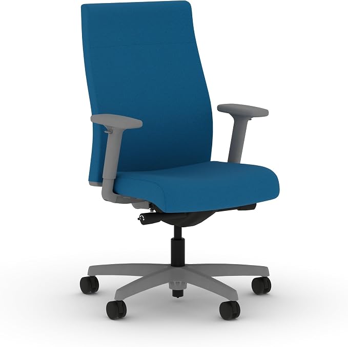 HON Ignition 2.0 Ergonomic Office Chair with Adjustable Arms, Advanced Synchro‑Tilt Recline, Upholstered Desk and Computer Chair for Home Office or Workstation, Titanium Frame, Peacock