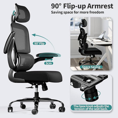 TRALT Office Chair Ergonomic Desk Chair, 330 LBS Home Mesh Office Desk Chairs with Wheels, Comfortable Gaming Chairs Pack of 4