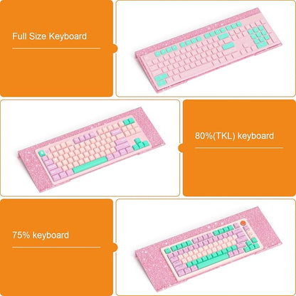 BEEGO Ergonomic Computer Keyboard Stand - Glitter Pink Acrylic Keyboard Riser Tilted Keyboard Holder Keyboard Tray with Pink Non-Slip Strip for Easy Typing at Home School Office Desk Accessories