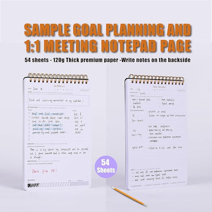 Productivity Notepad Suite - Bestselling Set Of 3 Notebooks, Including Weekly Planner, Goal Setting & 1:1 Meeting Notes- Keep Your Daily Projects, Clients, Meal & Responsibilities Organized