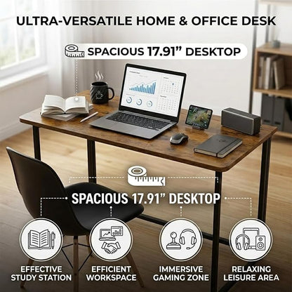 31.5" Folding Desk for Small Spaces, Foldable Computer Table for Home Office, Study,Bedroom,Dorm,Craft, Space Saving,Small Writing Work Office Compact Computer Desk,Easy Assembly,Rustic Brown