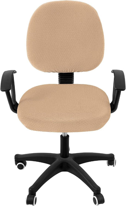 Smiry Stretch Jacquard Office Computer Chair Covers, Removable Washable Universal Desk Rotating Chair Slipcovers Protector, Seat + Backrest Cover, Camel