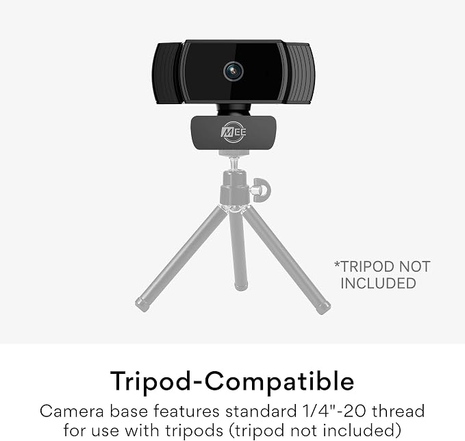MEE Audio C6A 1080p HD Webcam with Microphone, Autofocus, Low Light Correction, 360° Rotation; USB Streaming Web Camera for Video Calling via Zoom/Hangouts/Skype on Computer PC Mac Laptop Desktop