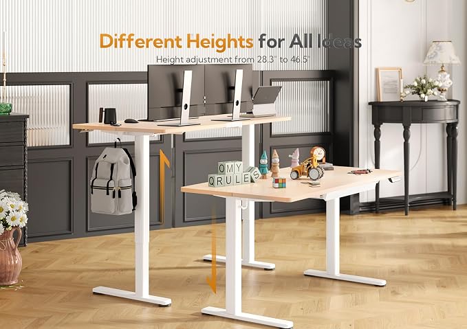 Claiks Standing Desk with Drawers, 48x24 Inch Stand Up Electric Adjustable Height Sit Stand Desk for Computer Workstation, Natural