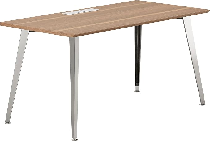 Branch Office Desk - Modern Home Office Desk - Efficient Cable Management and Fast Assembly - Compact Workstation for Home or Apartment - 48” Walnut Top - Mirror Base