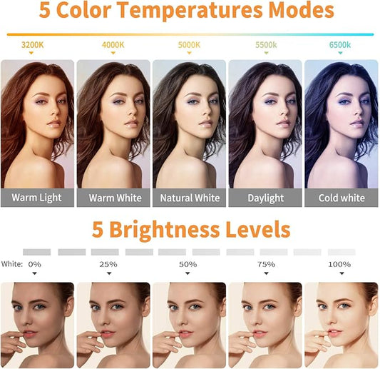 Video Conference Lighting Kit, Ring Light Clip on Laptop Monitor with 5 Dimmable Color & 5 Brightness Level for Webcam Lighting/Zoom Lighting/Remote Working/Self Broadcasting and Live Streaming, etc.