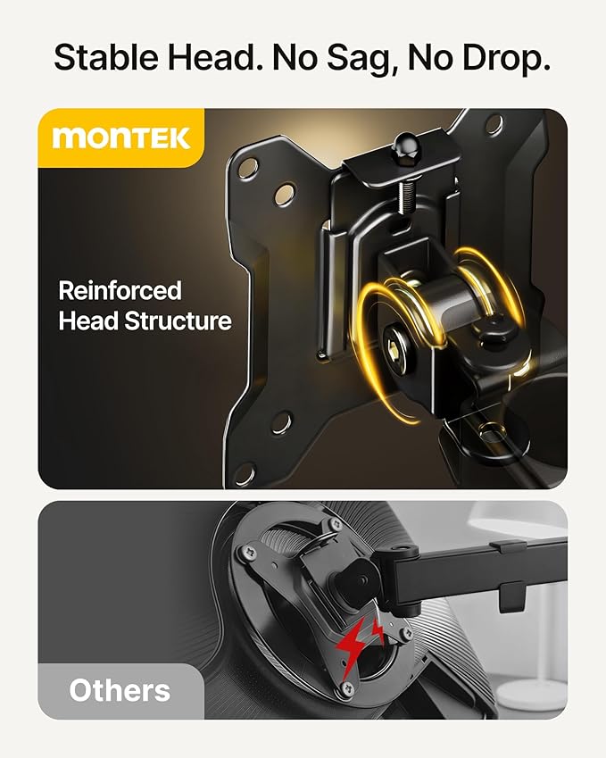 monTEK Quad Monitor Stand Mount, Fully Adjustable Desk Mount for 4 Screen up to 17”-32” and 22lbs Capacity Each Arm, Stable Monitor Arm with C Clamp and Grommet Base, VESA 75x75mm/100x100mm