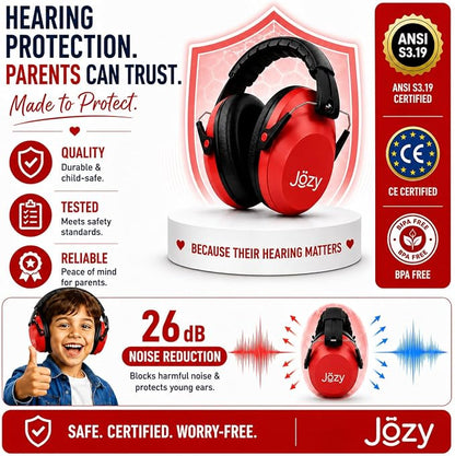 Jozy Noise Canceling Headphones for Kids, SNR 26dB Ear Protection for Autism, Sound Proof Sensory Muffs for Hearing, Concerts