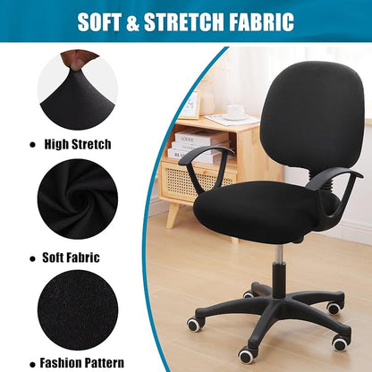 Smiry Printed Office Computer Chair Seat Covers, Stretch Fit Universal Desk Rotating Chair Cover Washable Removable Seat Cushion Protectors - Black