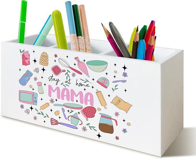 Cooking Gifts for Mom Wooden Utensils Holder, Cook Lovers Gifts, Stay at Home Mama Wood Cooking Utensil Organizer for Kitchen Countertop Shelf Table Decor