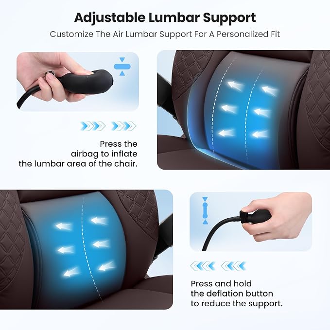 Big and Tall Office Chair for Heavy People, 500LBS Wide Seat Computer Desk Chair, Extra Large Executive Gaming Chair with Adjustable Lumbar Support and 5D Flip Arms, Comfy Heavy Duty Office Chair