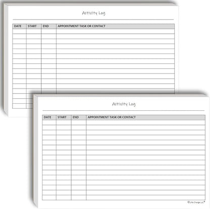 Activity Log Notepads(2 Pack, 50 Pages Each) Pad Planners to List a Task, Action or Contact. A Versatile Work Tool to Track Time & Office Productivity. 8.5 X 5.5, A5 Sheets.