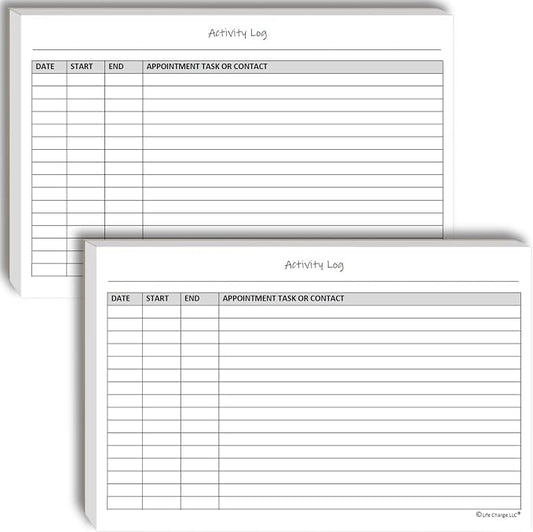 Activity Log Notepads(2 Pack, 50 Pages Each) Pad Planners to List a Task, Action or Contact. A Versatile Work Tool to Track Time & Office Productivity. 8.5 X 5.5, A5 Sheets.