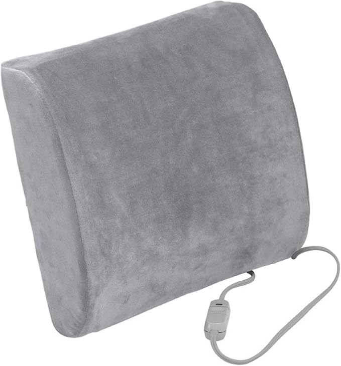 Drive Medical Comfort Touch Heated Lumbar Support Cushion, Gray